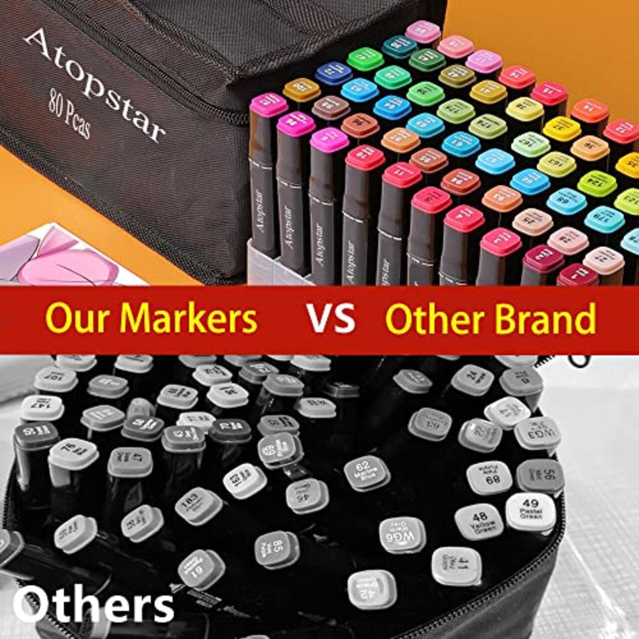 80 Colors Alcohol Markers Artist Drawing Art for Kids Dual Tip Adult Coloring Painting Supplies Perfect Boys Girls Students Adult(80 Black Shell)